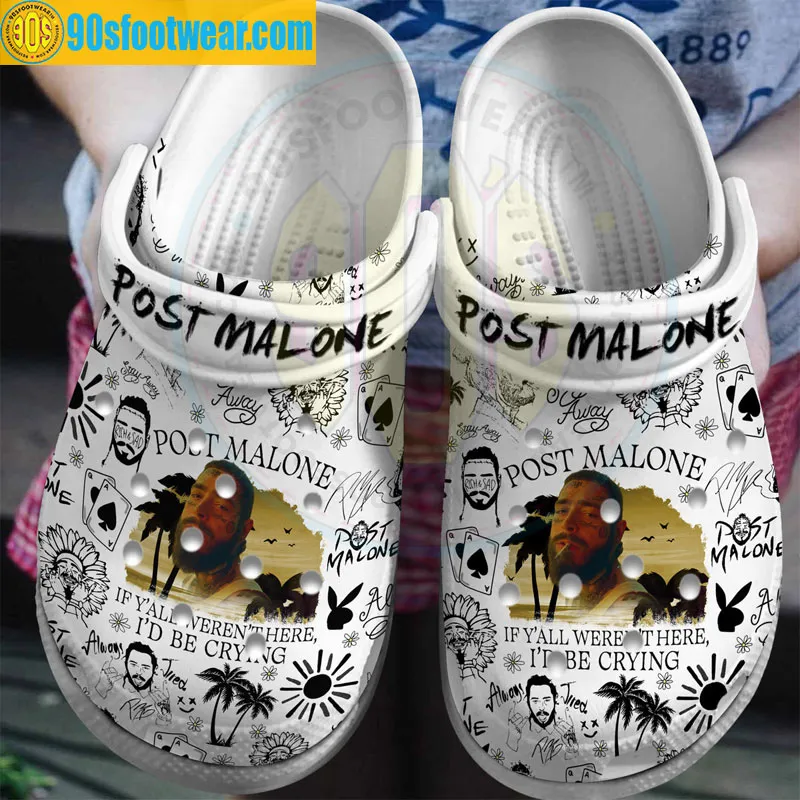 Post Malone Crocs I’d Be Crying Rap Music White Classic Clog Shoes