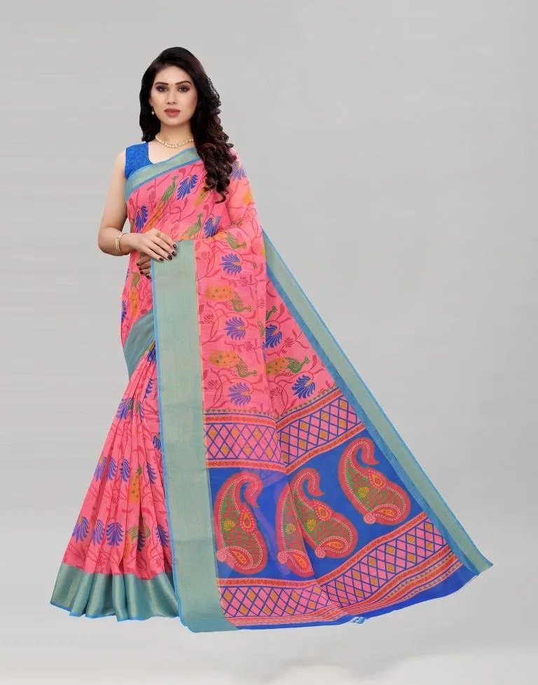 Punch Pink Cotton Saree