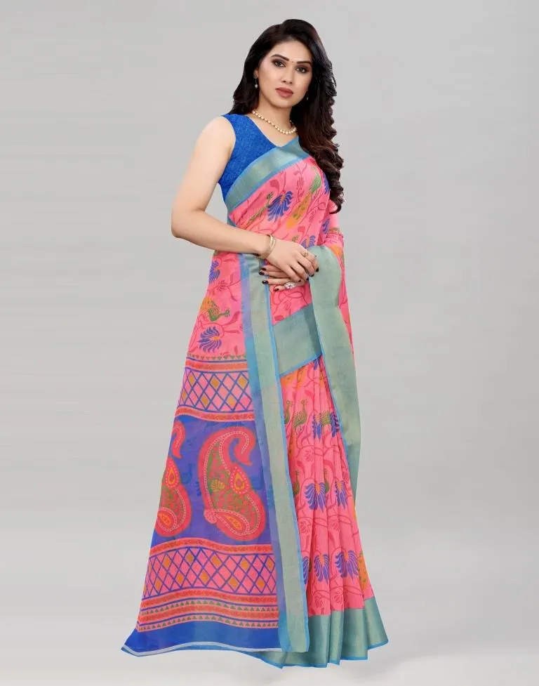 Punch Pink Cotton Saree