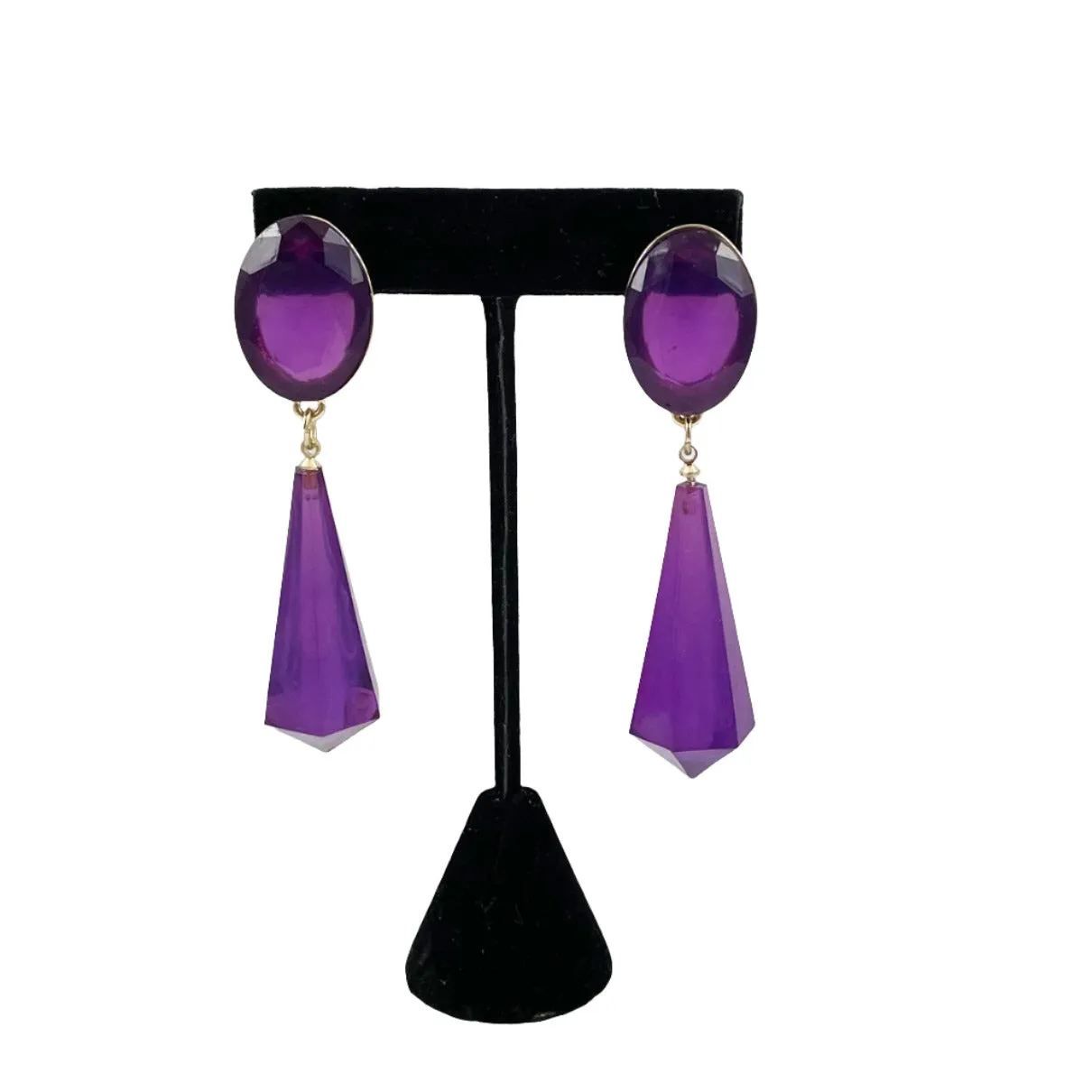 Purple and Gold Drop Earrings Eva