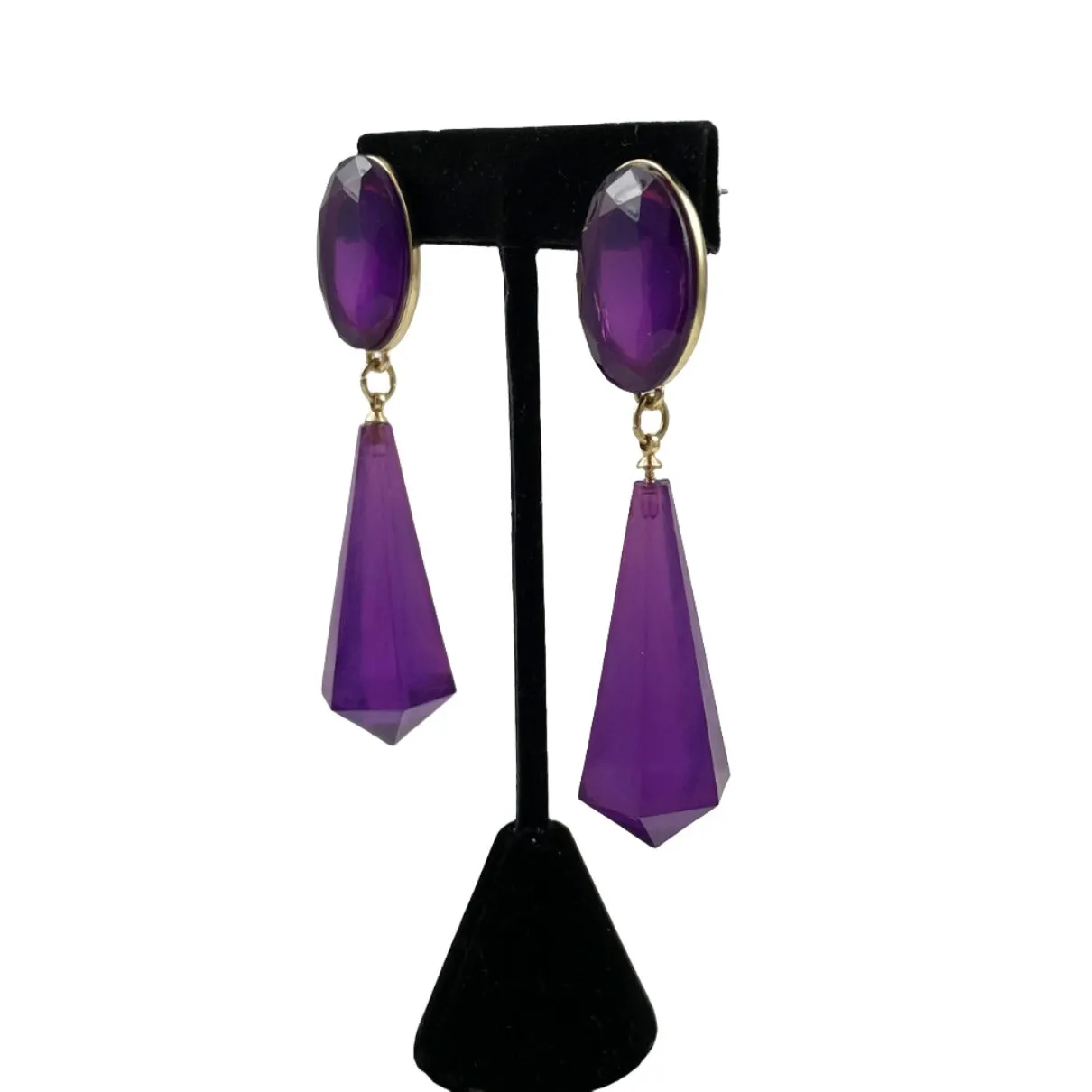 Purple and Gold Drop Earrings Eva