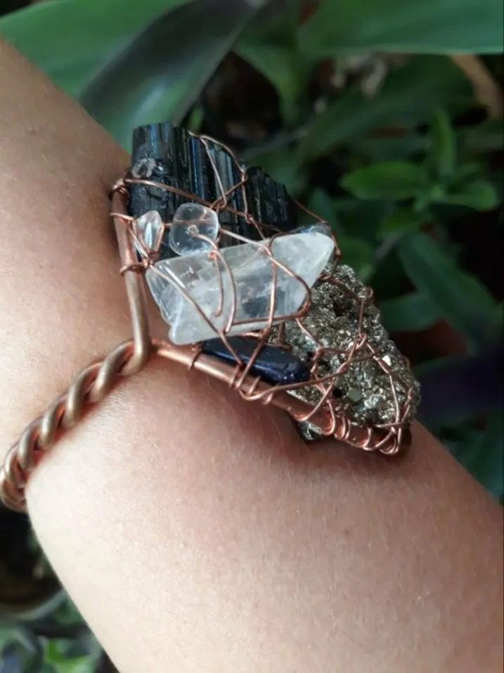 Pyrite / Black Tourmaline / Quartz Cuff