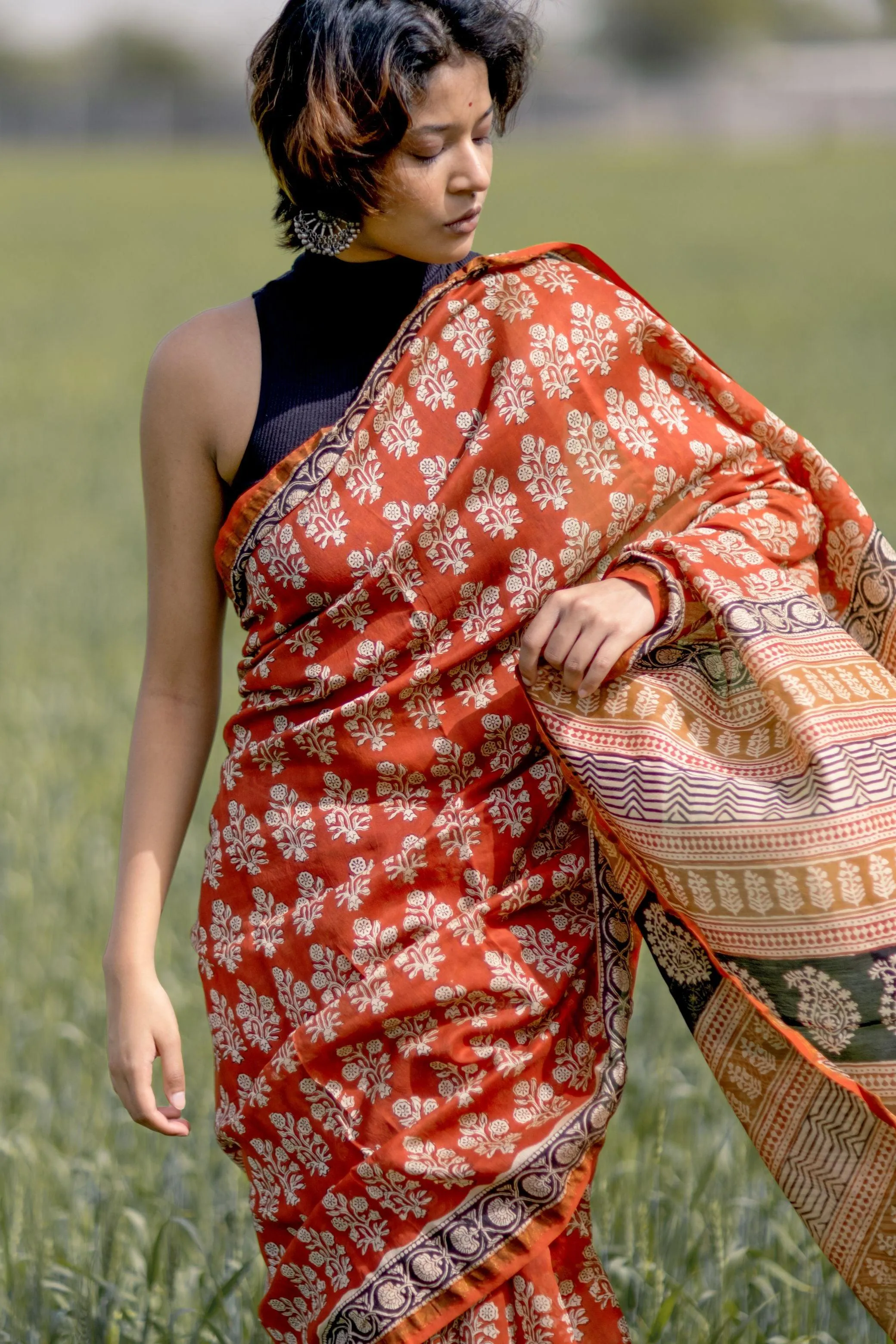 Roheda Mughal Syahi Begar Chanderi Saree