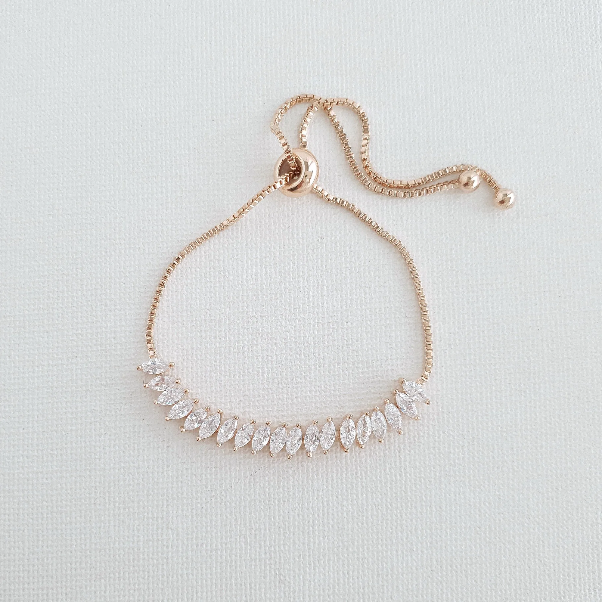 Rose Gold Wedding Bracelet, Rose Gold Adjustable Bracelet, Rose Gold Bridesmaid Bracelet, Wedding Jewelry, Simple Bracelet, Kati