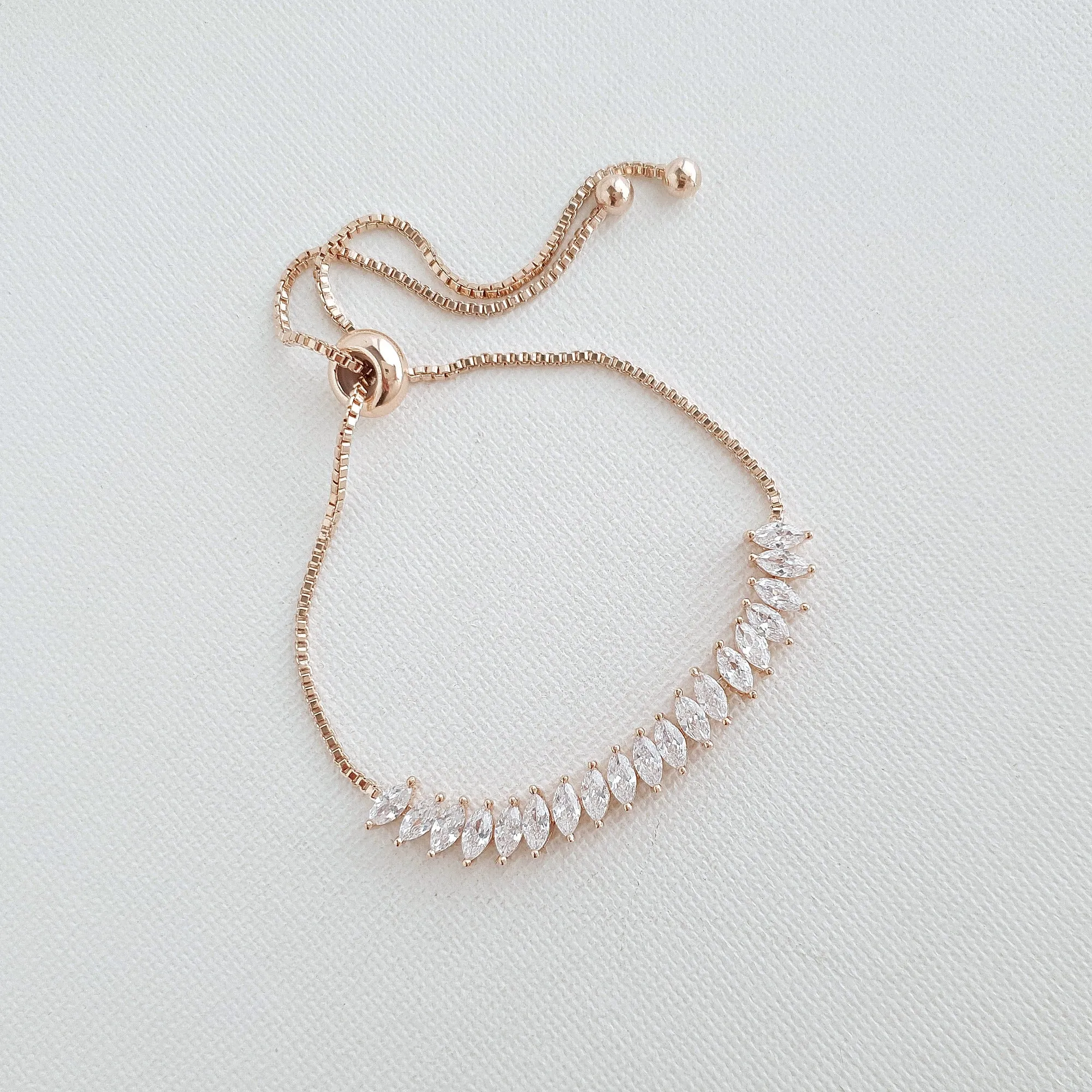 Rose Gold Wedding Bracelet, Rose Gold Adjustable Bracelet, Rose Gold Bridesmaid Bracelet, Wedding Jewelry, Simple Bracelet, Kati