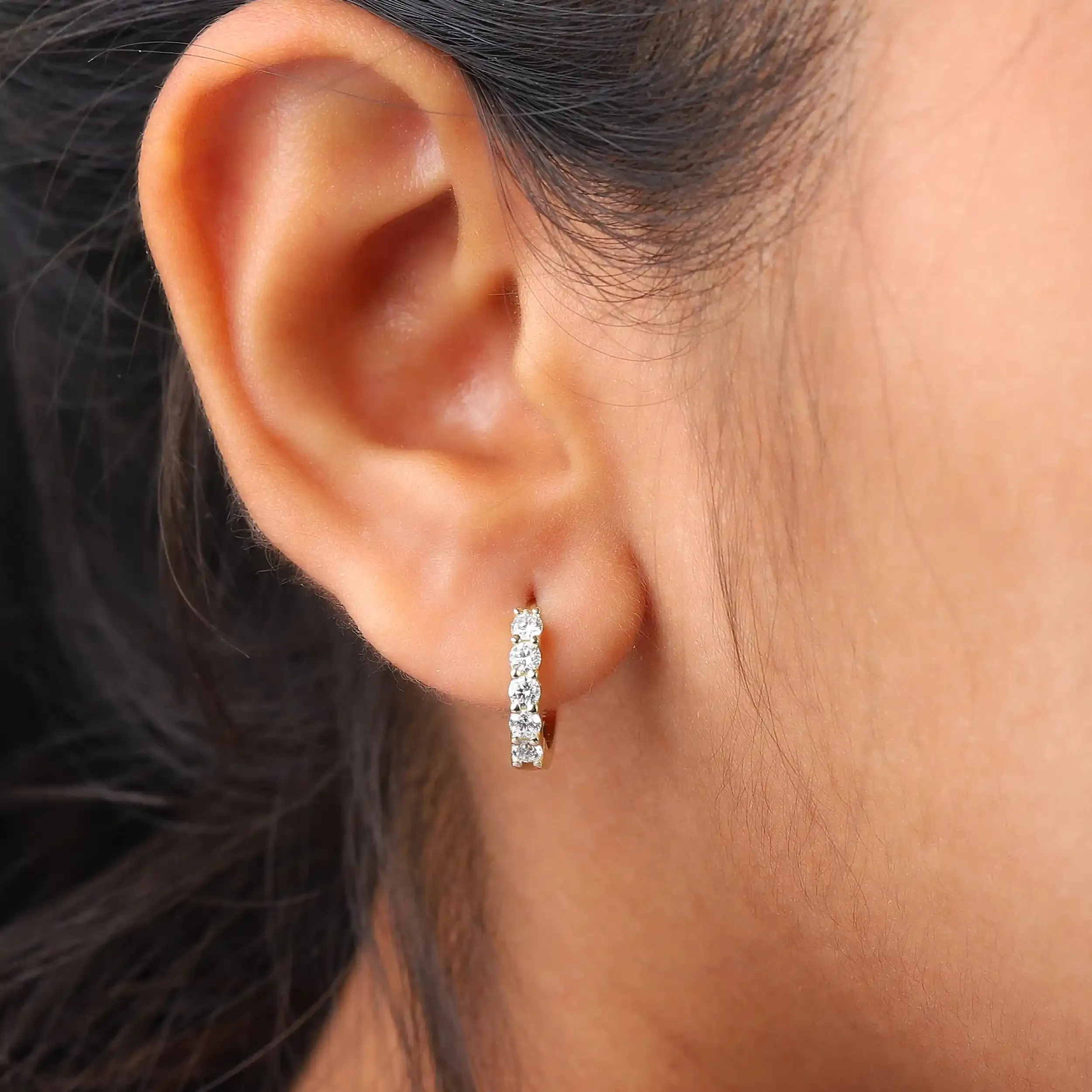 Round Cut  Diamond Hoop Earrings