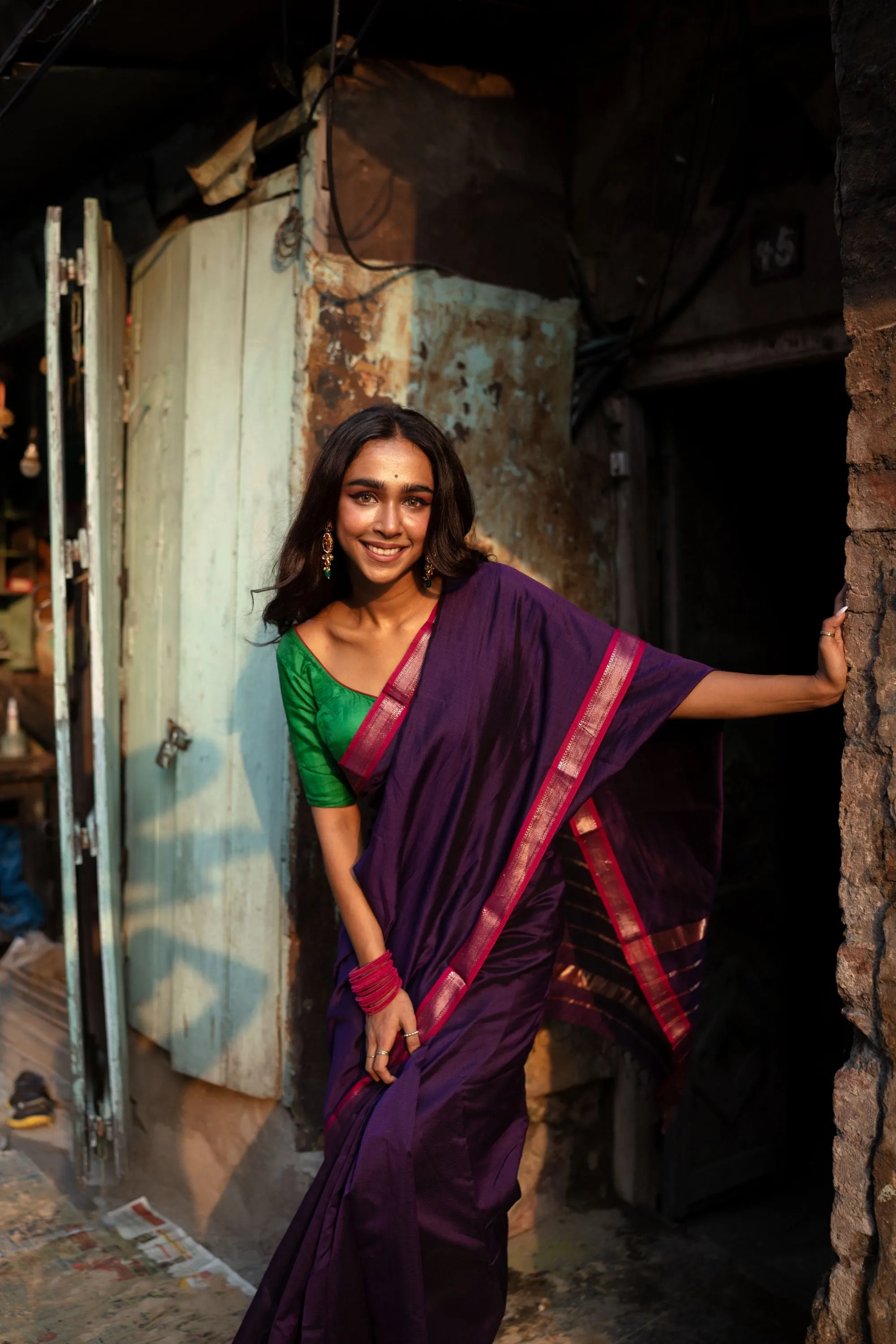 Seher - Green purple Maheshwari Saree