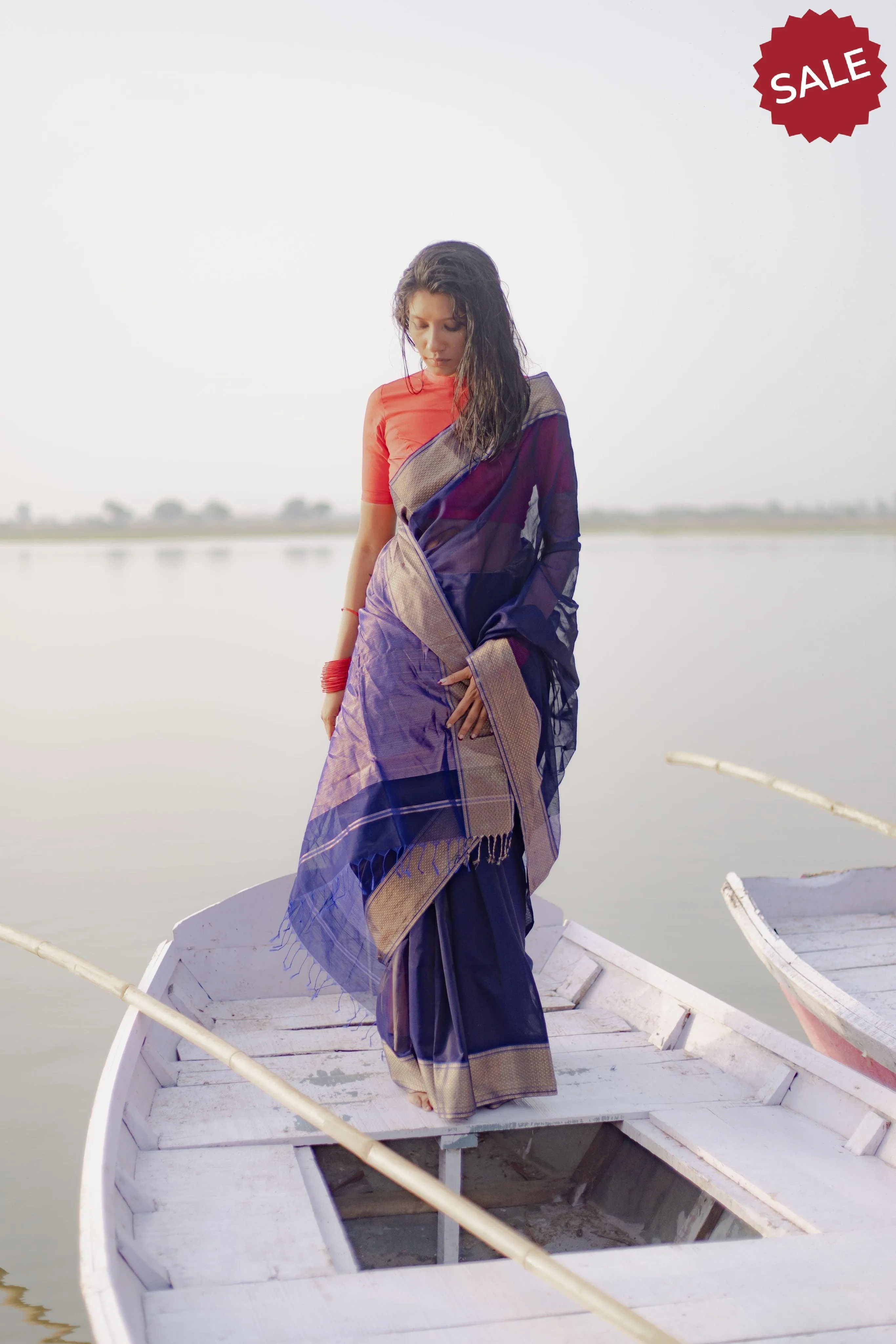 Seher - Navy blue Maheshwari Saree