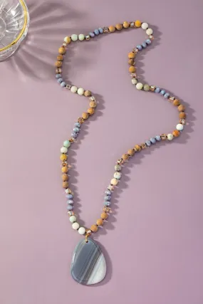 Semi precious bead and pendant necklace