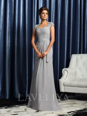 Sheath Sweetheart Short Sleeves Applique Sweep Train Chiffon Mother of the Bride Dress  #XM230064