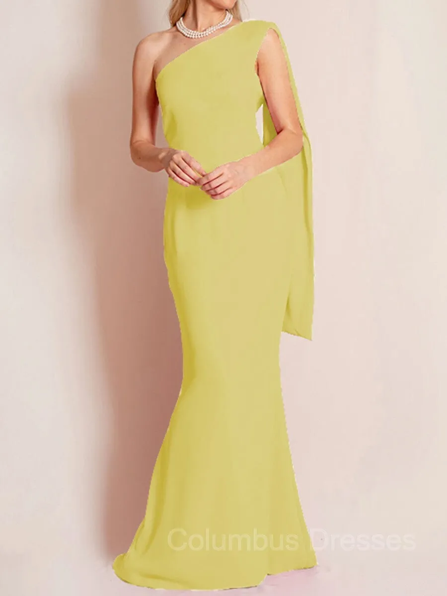 Sheath/Column One-Shoulder Floor-Length Chiffon Mother of the Bride Dresses With Ruffles