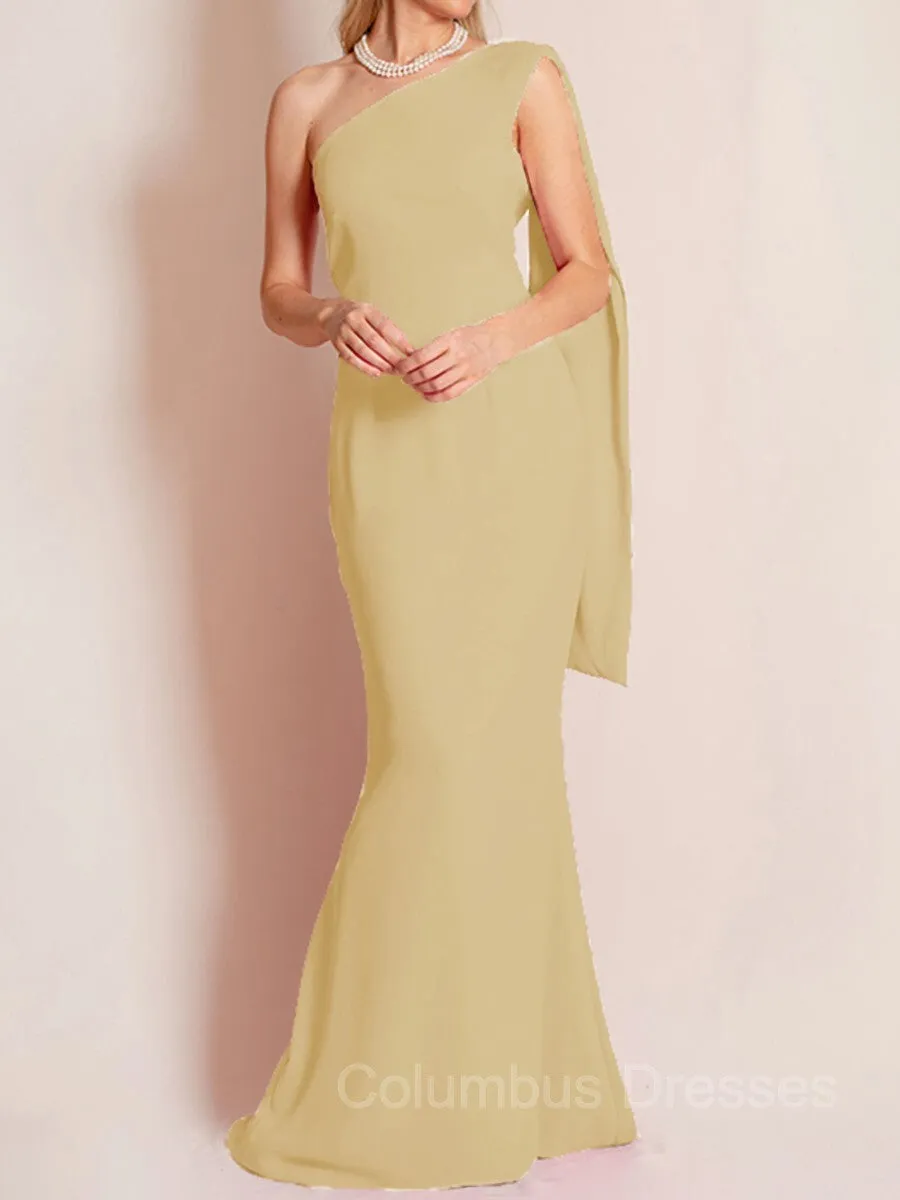 Sheath/Column One-Shoulder Floor-Length Chiffon Mother of the Bride Dresses With Ruffles