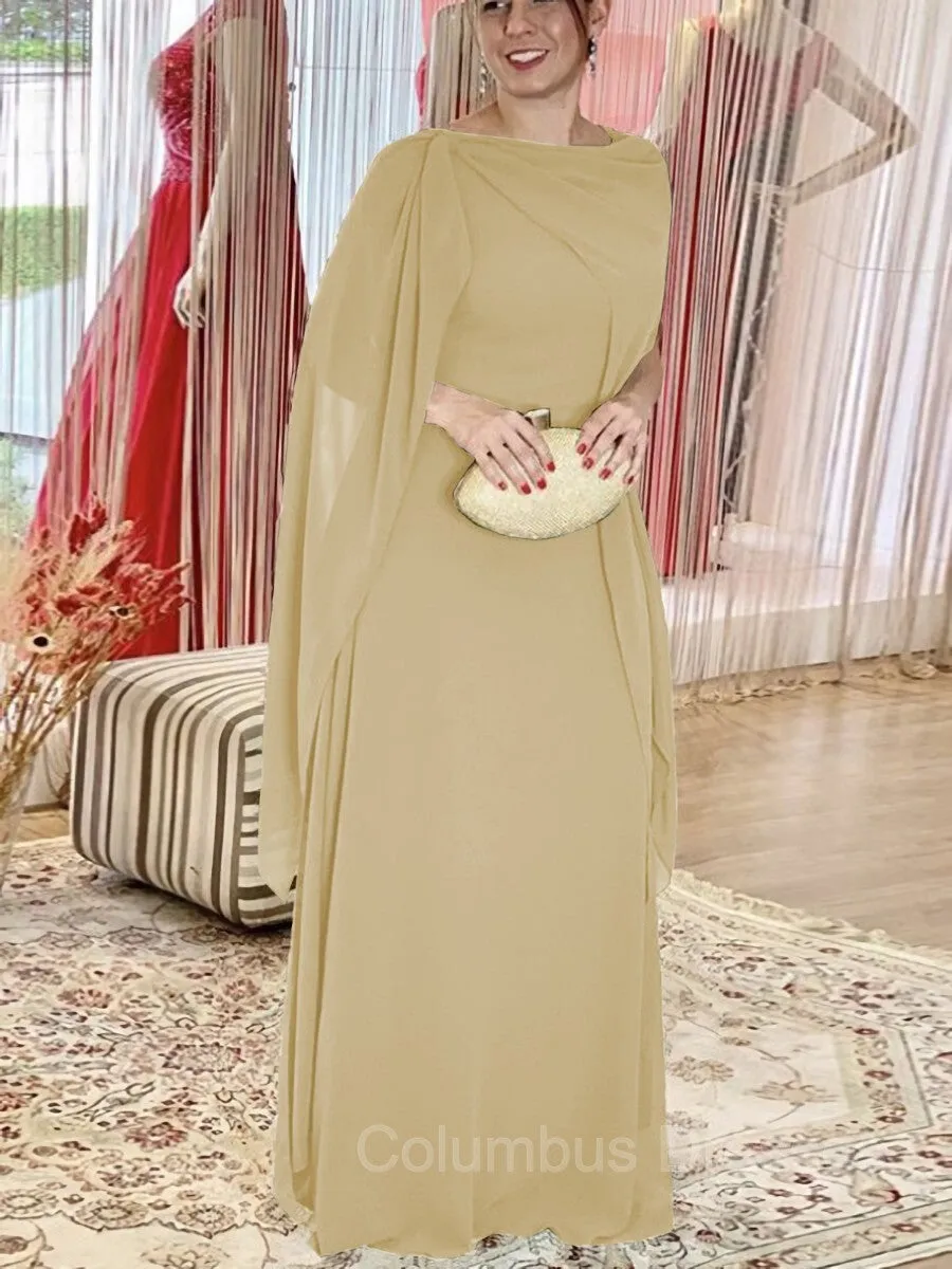 Sheath/Column Scoop Floor-Length Chiffon Mother of the Bride Dresses With Ruffles