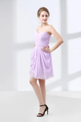 Short A Line Ruffle Strapless Homecoming Dresses