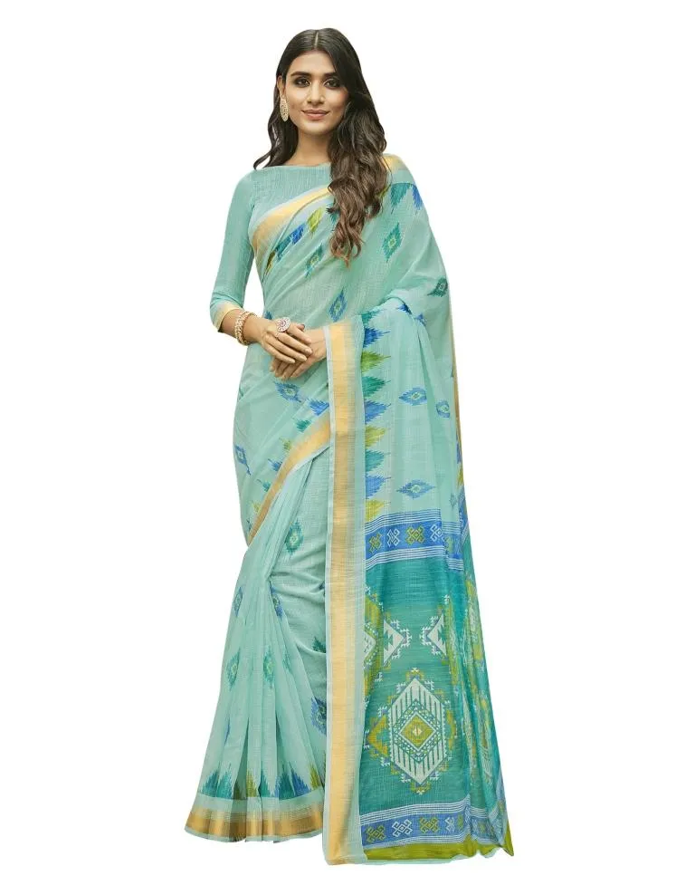 Sky Blue Cotton Saree