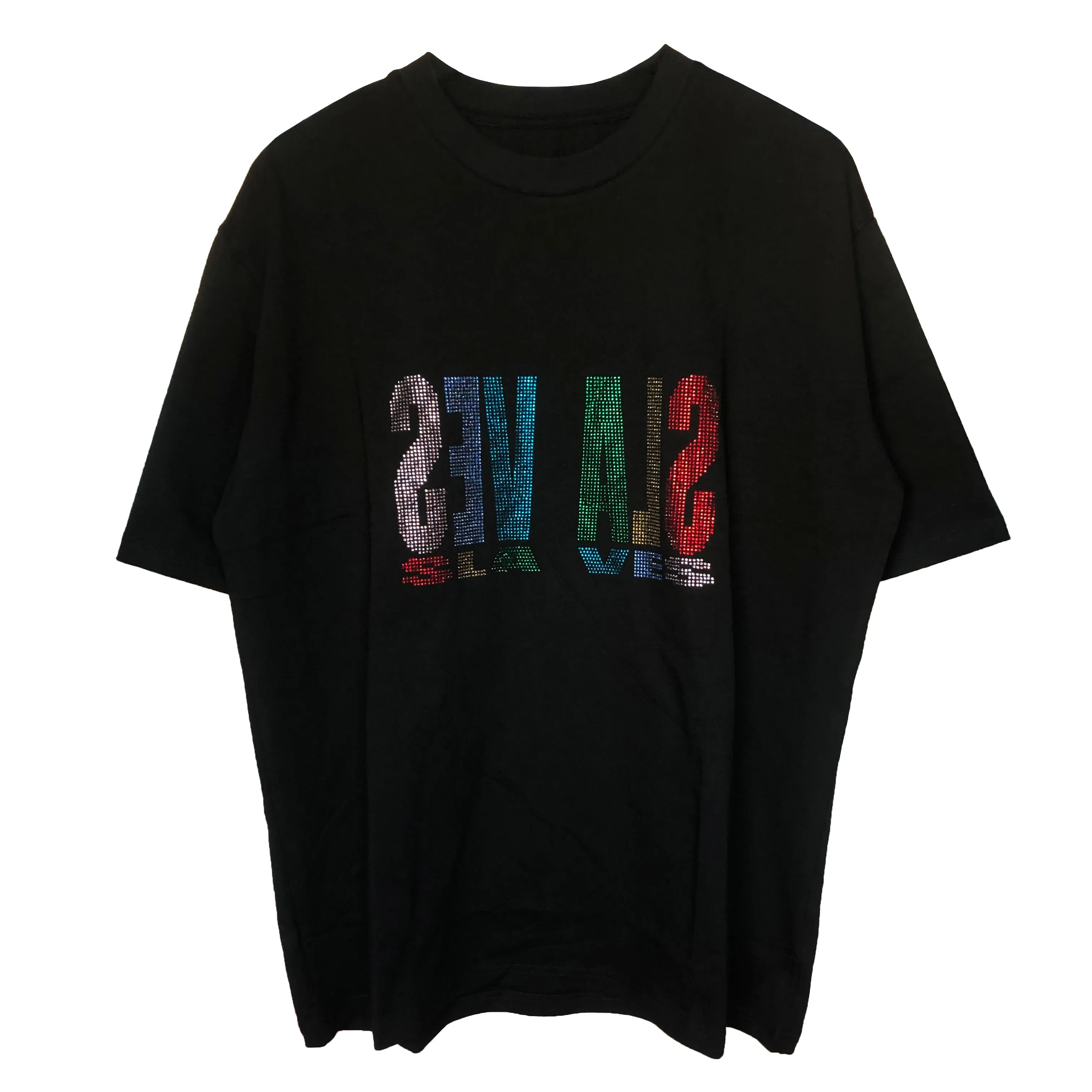 SLAVES Rhinestone tee (BLACK)