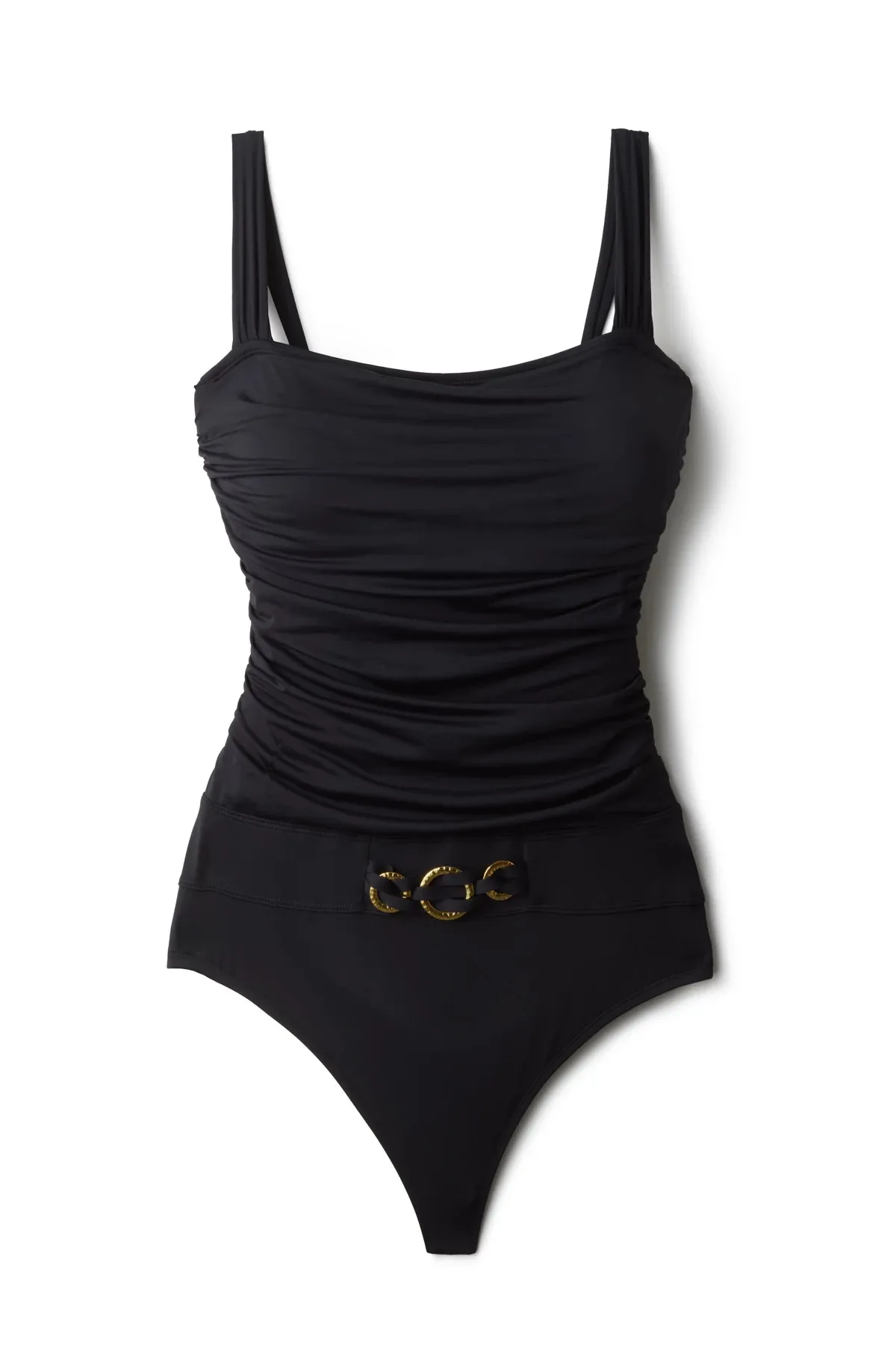 Square Neck Belted One Piece Swimsuit