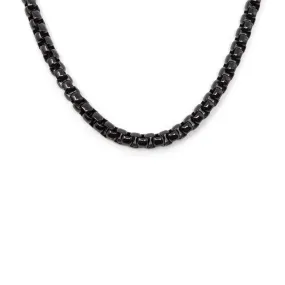 Stainless Steel Black Ion Plated Box Chain Necklace 24 Inch