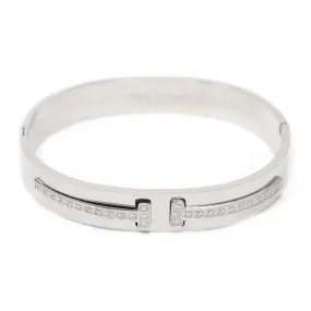 Stainless Steel T Pave Cuff Bracelet