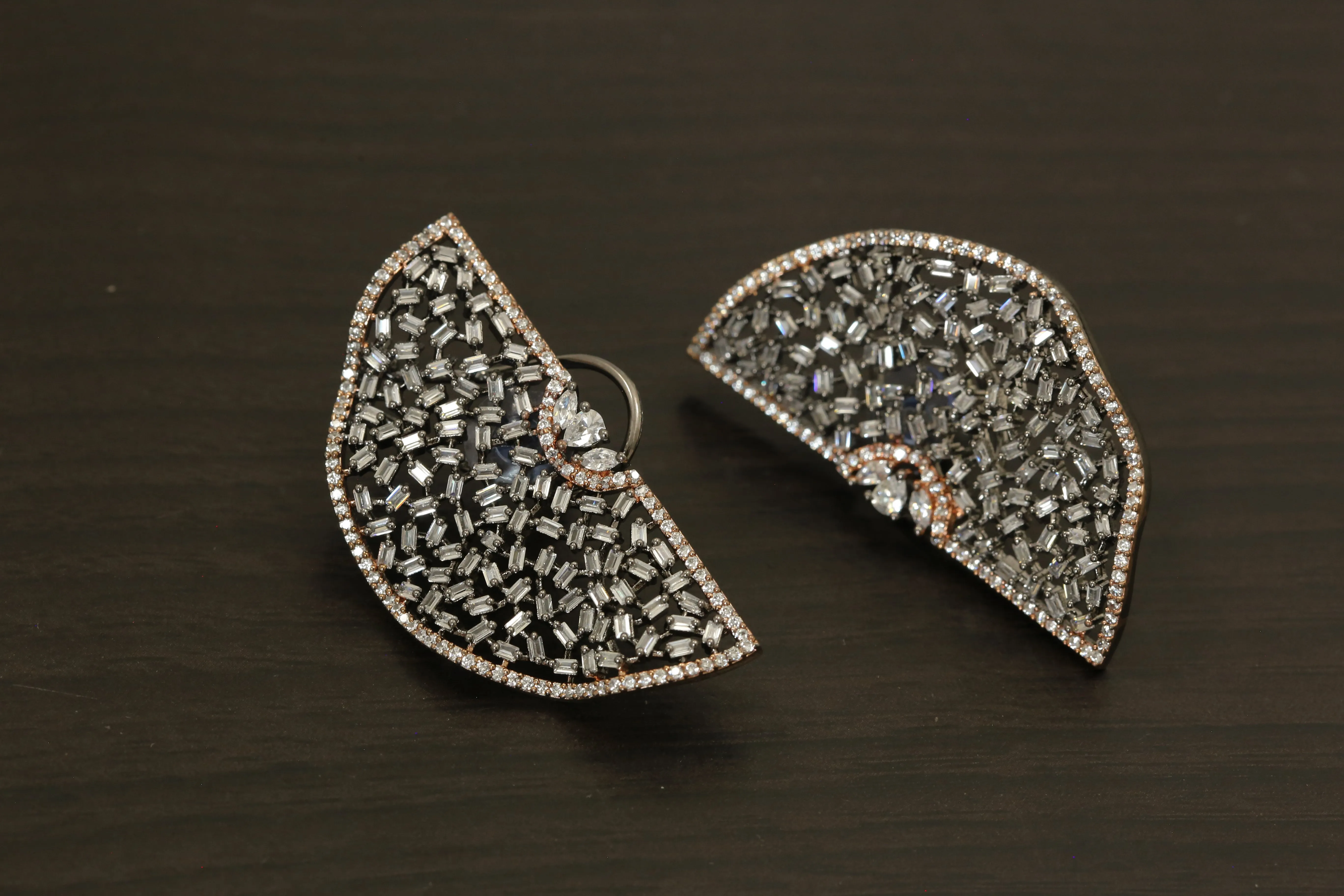 Suhasini Chand CZ Earrings - Dual Tone