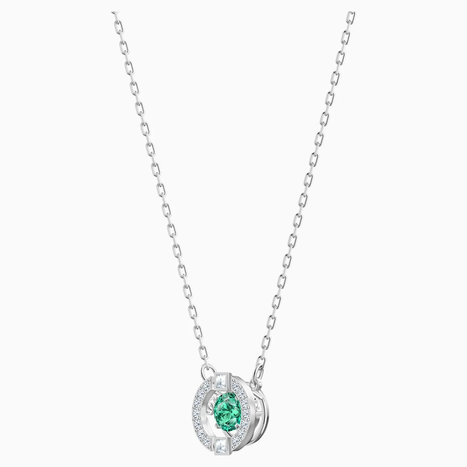 Swarovski Jewelry SPARKLING DANCE NECKLACE, Green, Rhodium -5496308