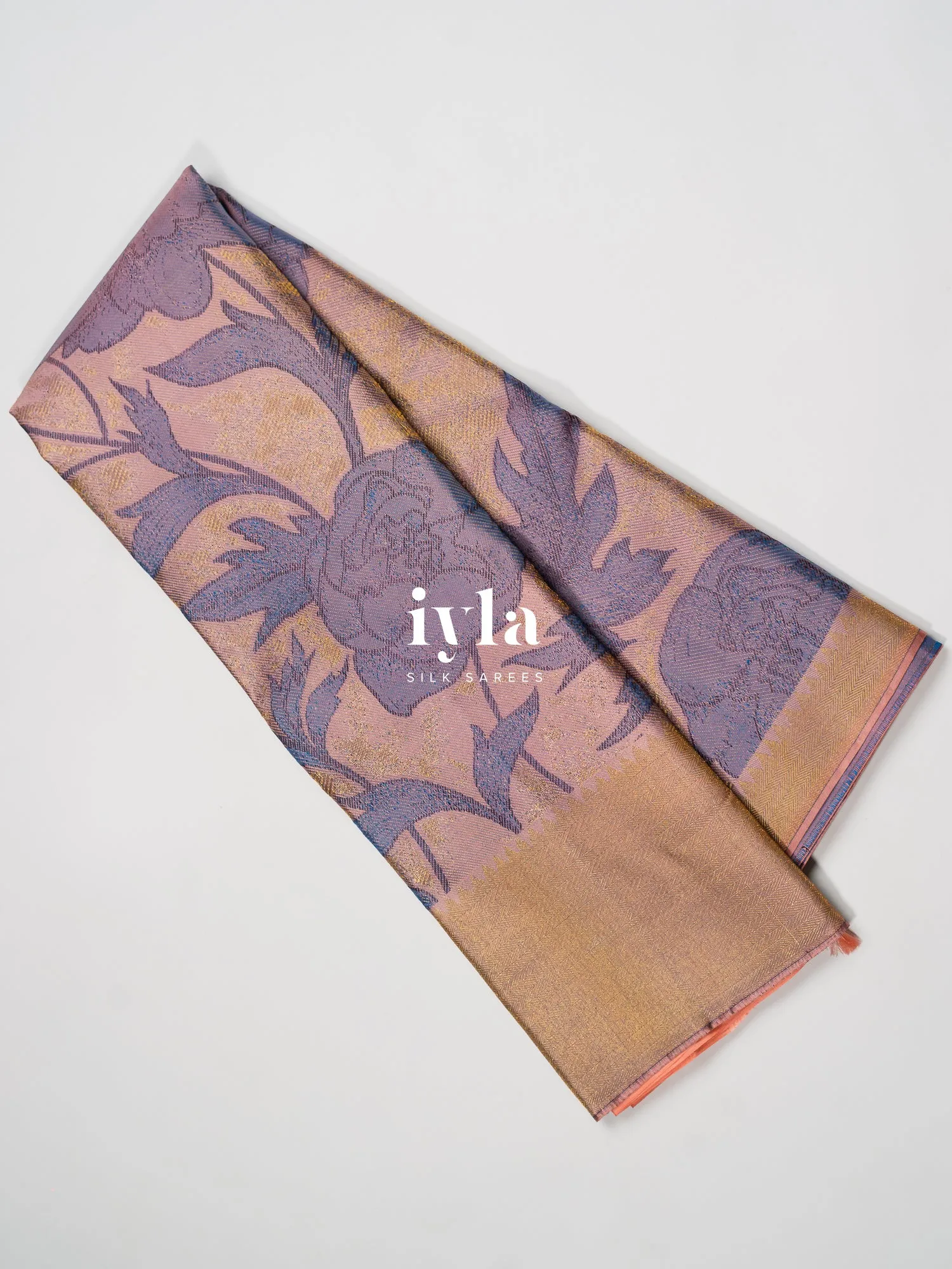 The Victorian Garden Silk Saree in Brushed Pink