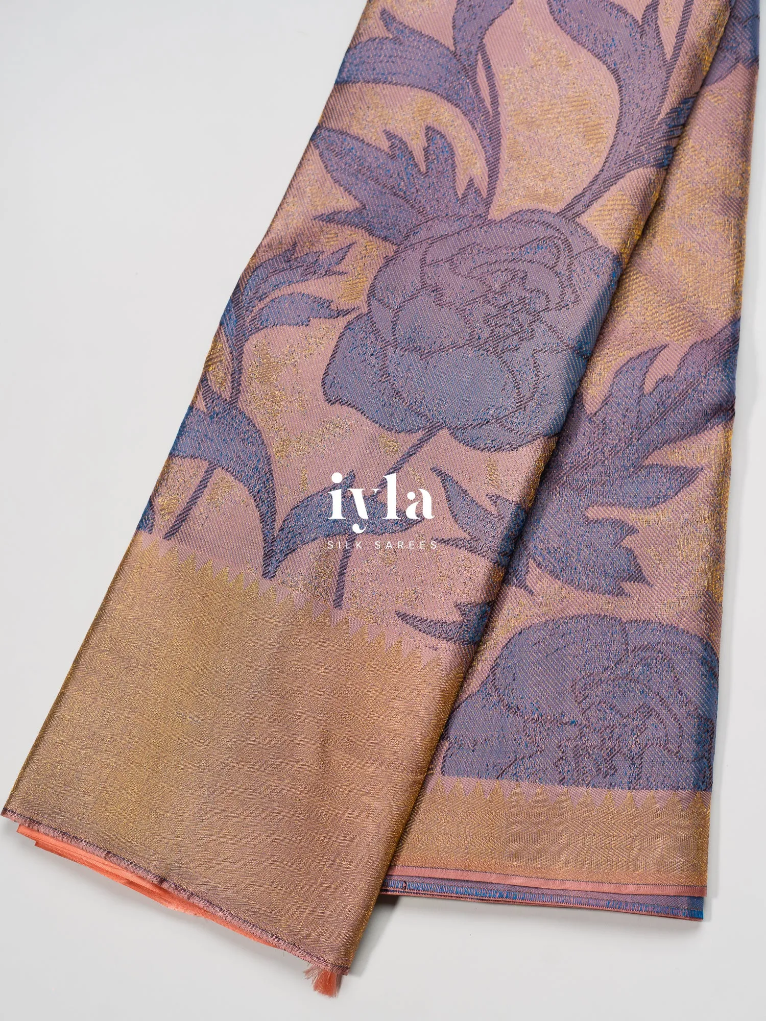 The Victorian Garden Silk Saree in Brushed Pink