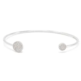 Thin Bangle Rhodium Plated with Pave Circles