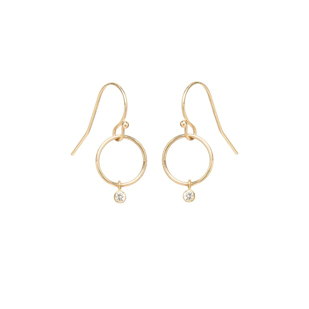 Tiny Drop Circle Earrings