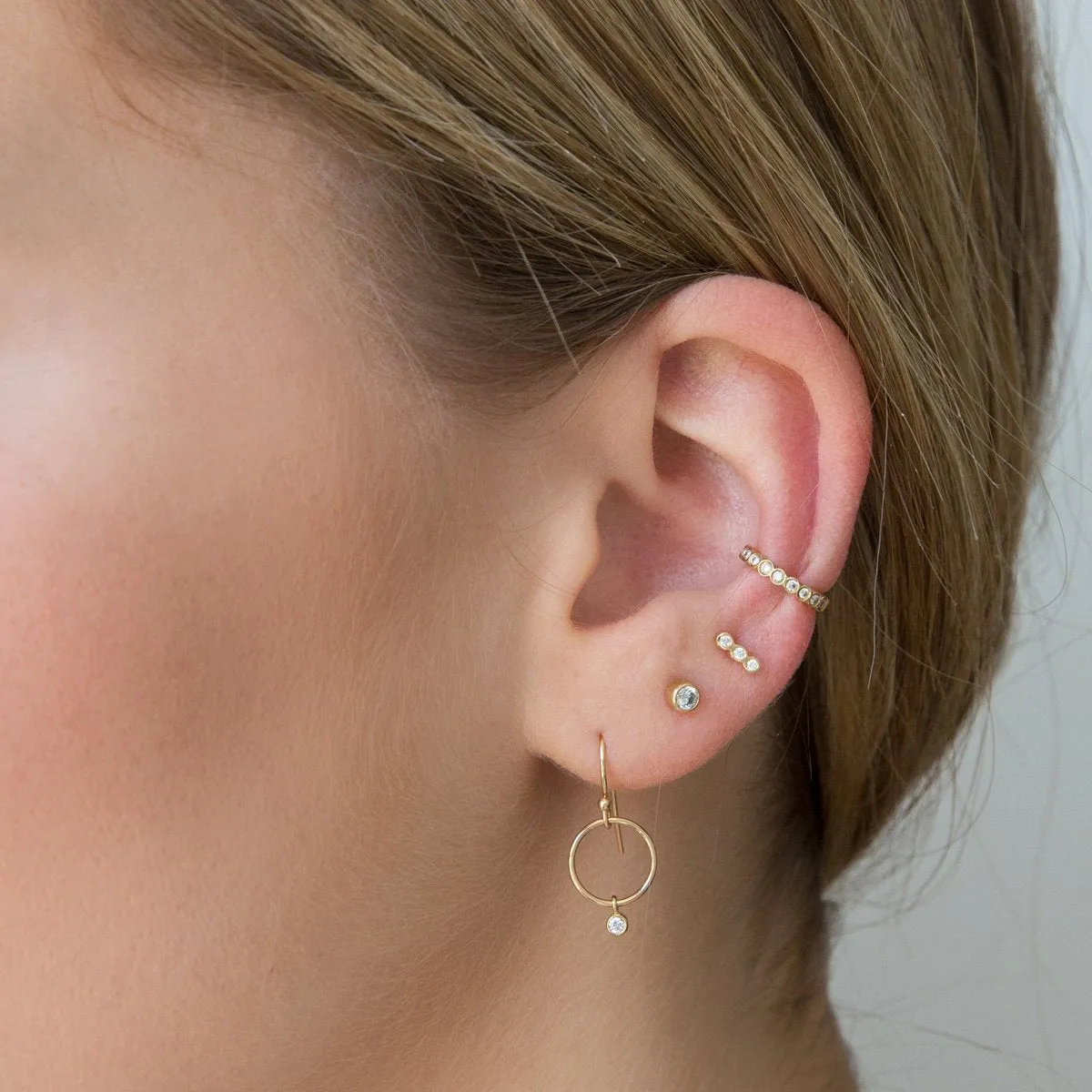 Tiny Drop Circle Earrings