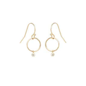 Tiny Drop Circle Earrings