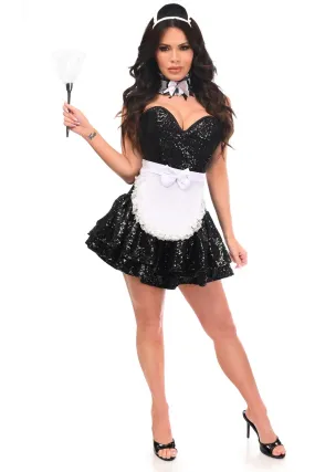 Top Drawer 5 PC Sequin French Maid Corset Costume