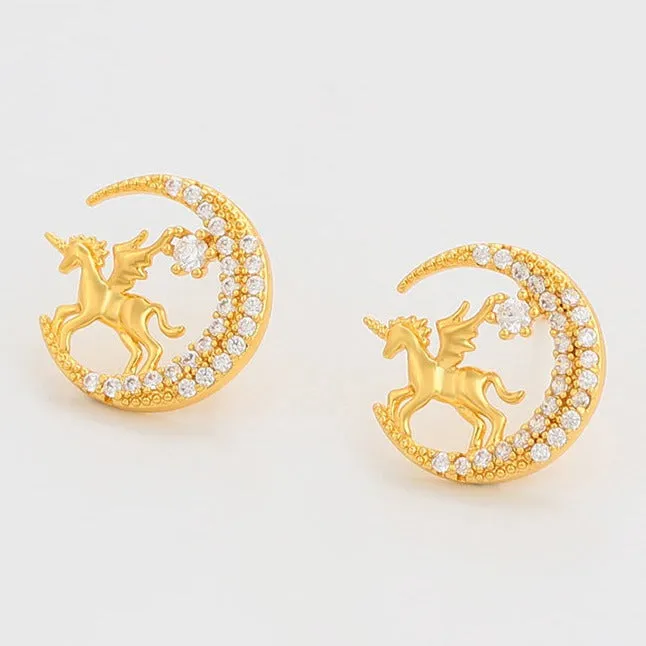 Unicorn Stud Earrings Gold Plated