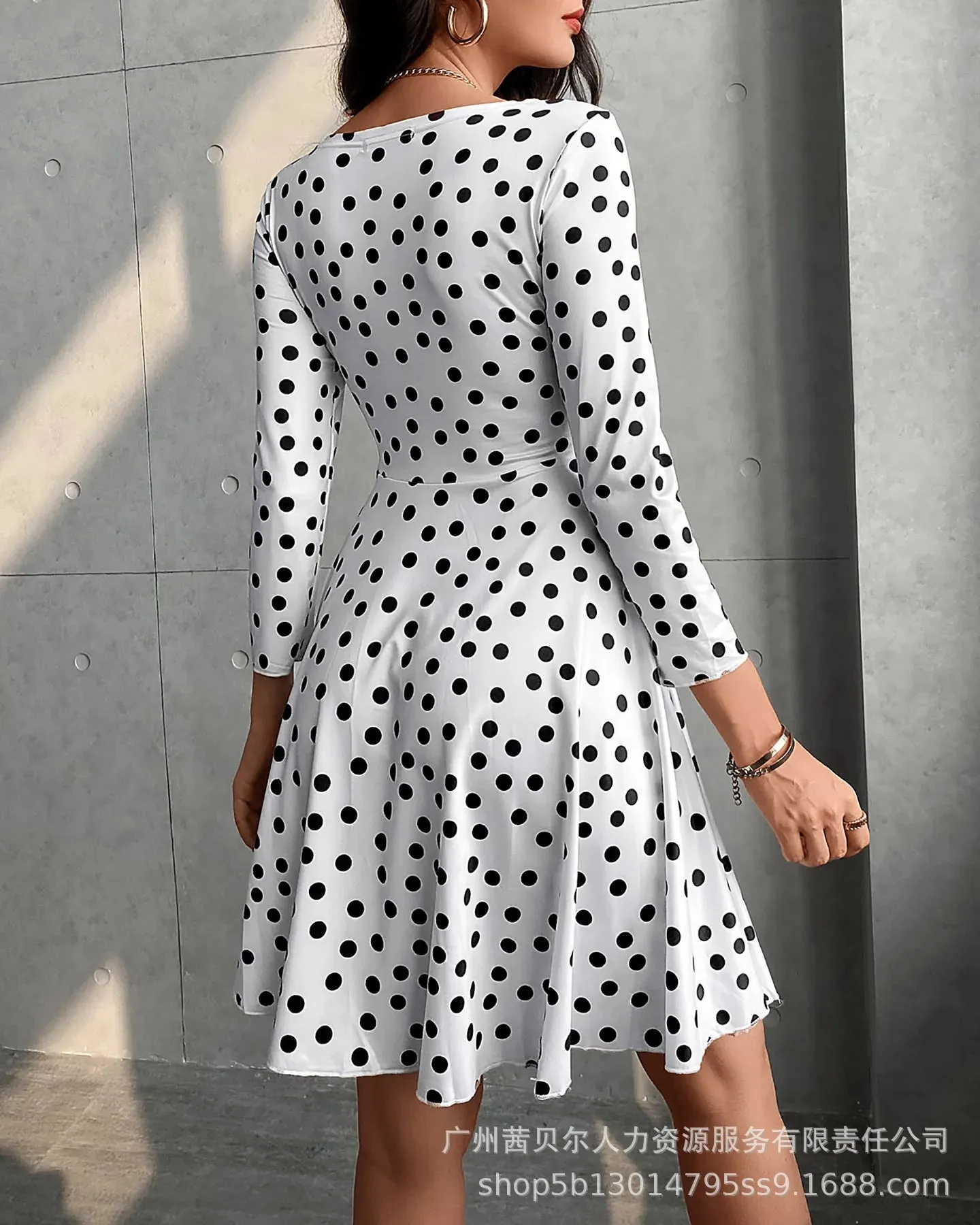 V Neck High Waist Mini Long Sleeve Bodycon Dress