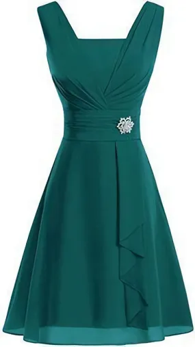 V Neck Knee Length Chiffon Mother Of The Bride Dresses, Charming Prom Dress