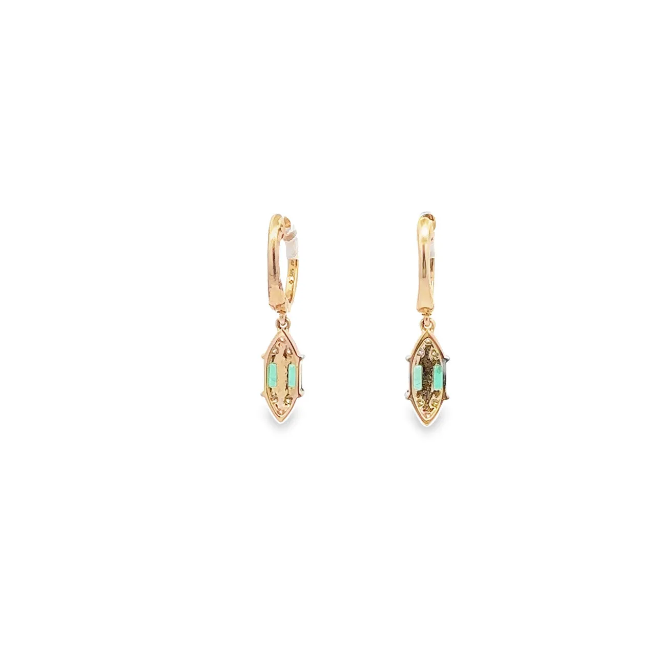 WD1310 14kt Gold Emerald and Diamond Drop Earrings