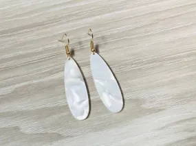 White Tear Drop Geometric Shell Earrings