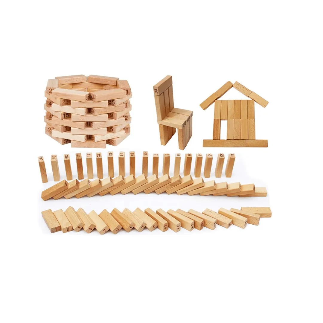 Wooden 54 Pcs Building Blocks Tumbling Tower Game for Kids-1(Big)